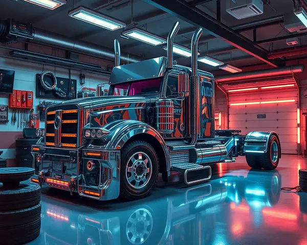 Cybertruck in Futuristic Garage with High-Tech Gadgets