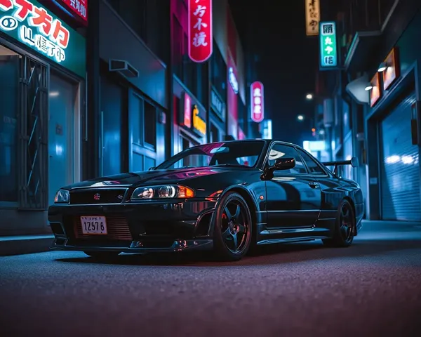 Dark Alley Nissan Skyline GTR R34 Neon Lit Garage