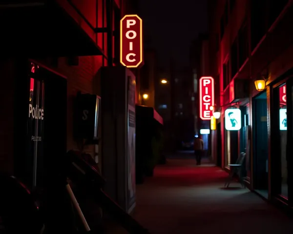 Dark Alleyway UP Police Logo High-Contrast Image at Night