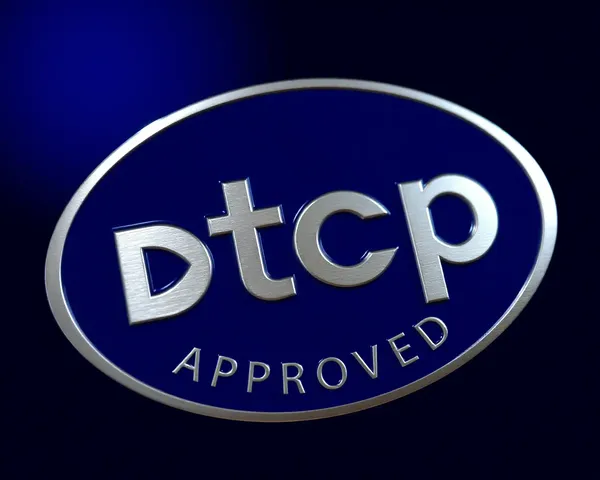 Dark Blue Background DTCP-Approved Logo with Metallic Finish