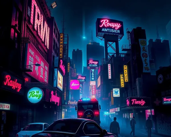 Dark Cityscape with Neon Lights and Hidden Danger