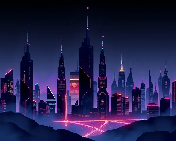Dark Cityscape with Neon Lights on 8x12 Background