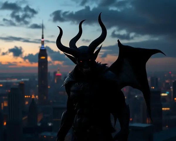 Dark Ominous Black Devil in Gritty Cityscape Wallpaper