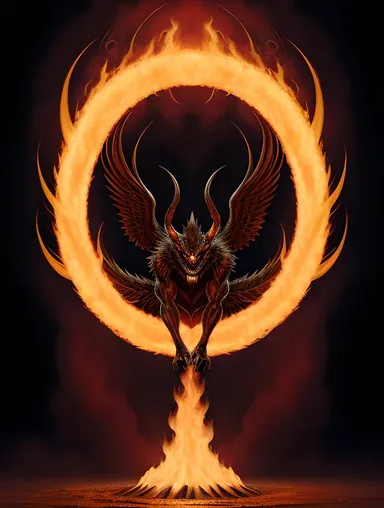 Dark Saitan Emerges from Fiery Vortex of Flames