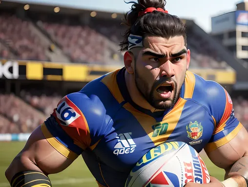 David Fifita Rugby League Footballer in Action Fierce Expression