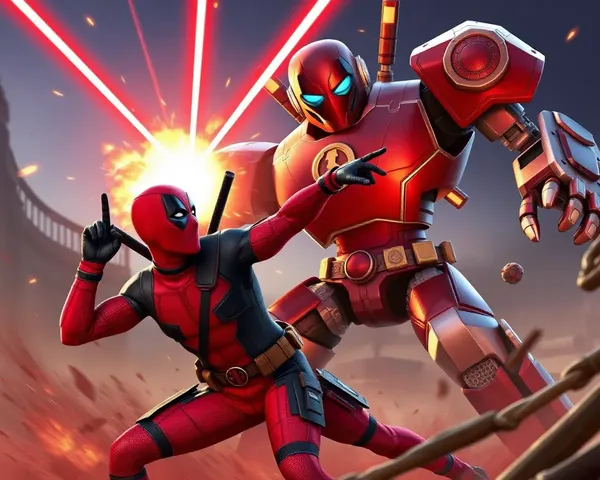 Deadpool 3D Wallpaper: Deadpool Battles Giant 3D Robot with Laser Beams