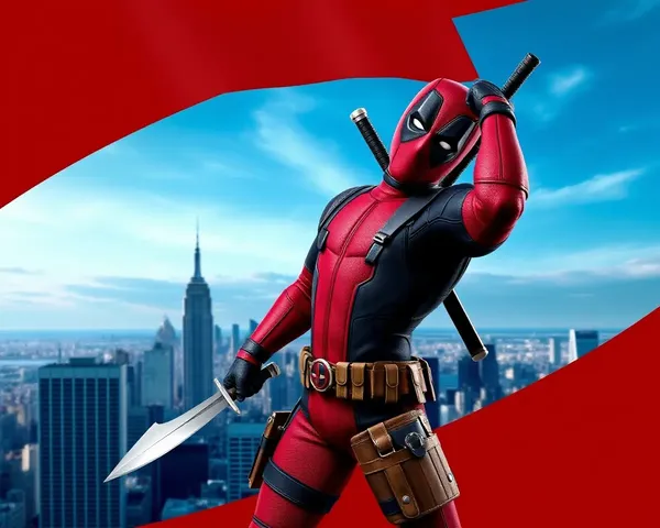 Deadpool 3D Wallpaper: Deadpool Wields 3D Sword and Shield in Cityscape