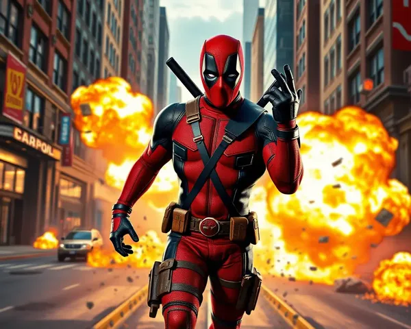 Deadpool 3D Wallpaper: Deadpool in 3D City Street Chaos Battle