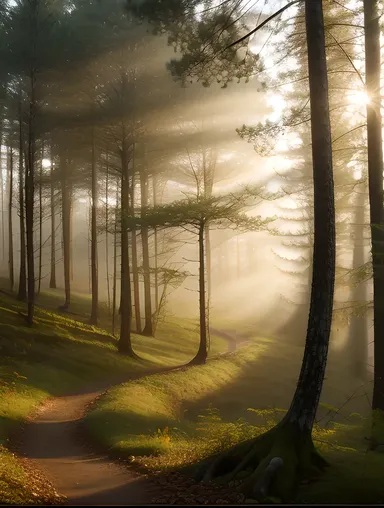 Deer Antlers Emerging from Underbrush with Misty Forest Atmosphere