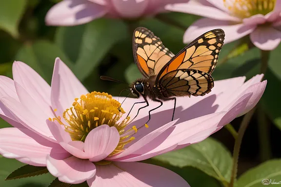 Delicate Fairy Sips Nectar on Flower Petal