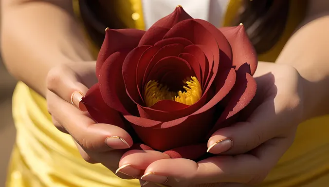Delicate Flower in Ritika's Hands, Symbolizing Beauty