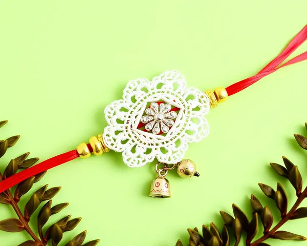 Delicate Lace and Leaf Border on Soft Green Background Fancy Rakhi