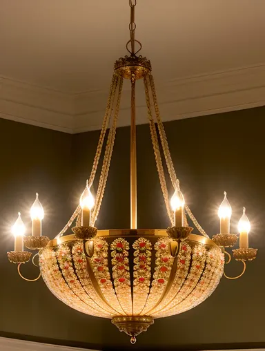Delicate Lotus Flower Stone Carving Suspended Chandelier