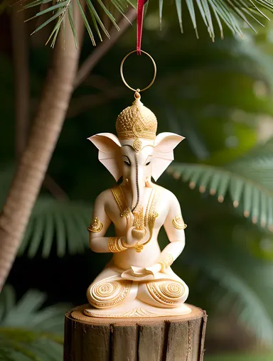 Delicate Paper Quilled Ganesha on Bodhi Tree with Om Symbol