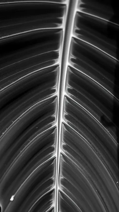 Delicate Rainforest Leaf in High Contrast Black and White