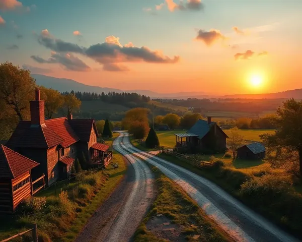 Demon Slayer Wallpaper for Laptop: Peaceful Village at Sunset