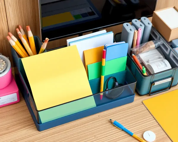 Desk Organizer with Yellow A4 Size Paper