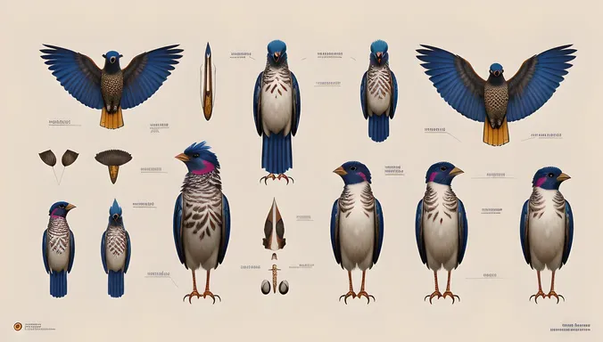 Detailed Illustration of Aseel's Anatomy and Plumage Patterns