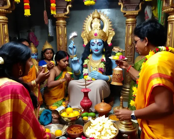 Devotees Worship Murugan at Temple with Offerings