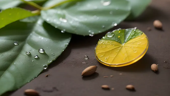 Dewy Karadi Leaf in Misty Morning