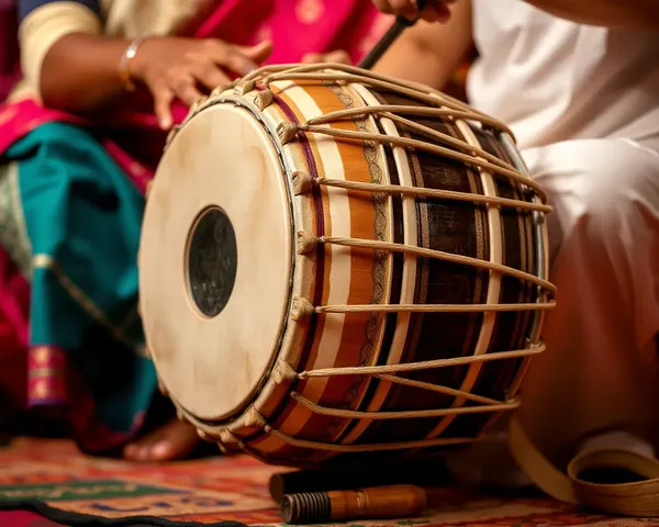 Dholak Drum Used in Indian Classical Music Performance