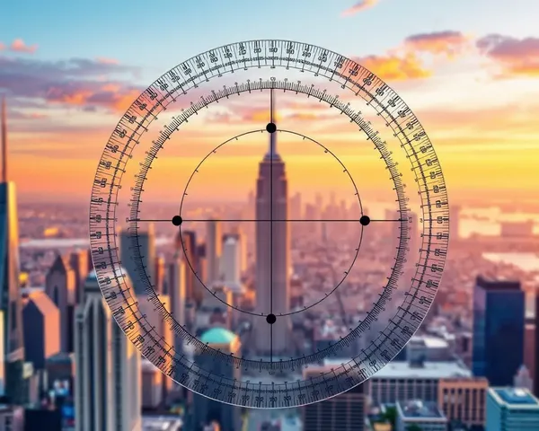Digital Illustration of Printable 360 Degree Protractor with Futuristic City
