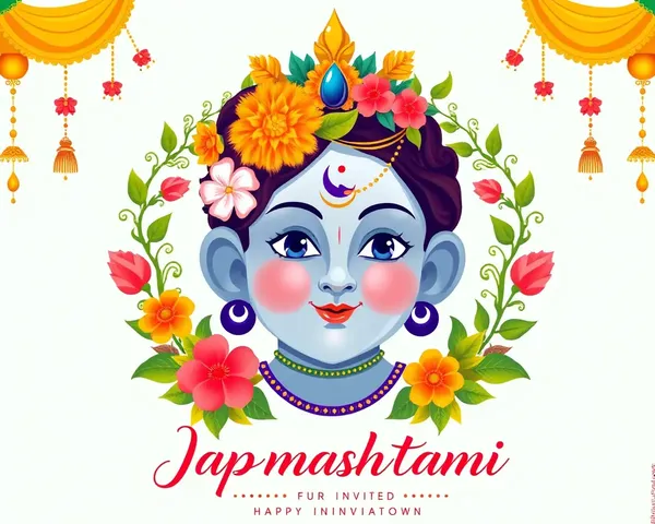 Digital Janmashtami Invitation Card Clipart PNG with Lord Krishna