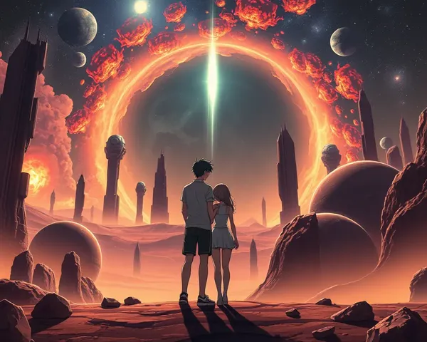 Distant Planet Anime Couple 4K Sci-Fi