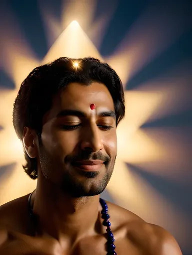 Divine Kamdev with Halo of Light and All-Knowing Eyes