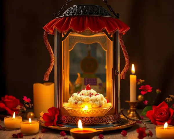 Diwali Lantern with Fatake and Candles for Festive Ambiance