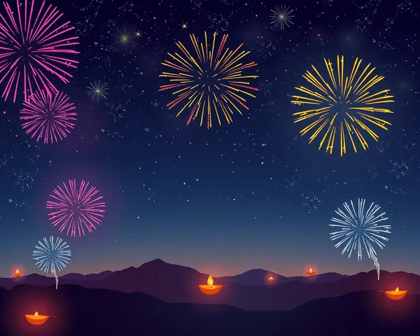 Diwali Night Sky with Fireworks and CB Background