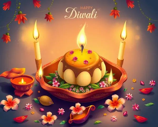 Diya with Fatake and Candles for Diwali Celebration