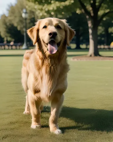 Dog Enjoys Playing Fetch in Sunny Outdoor Park