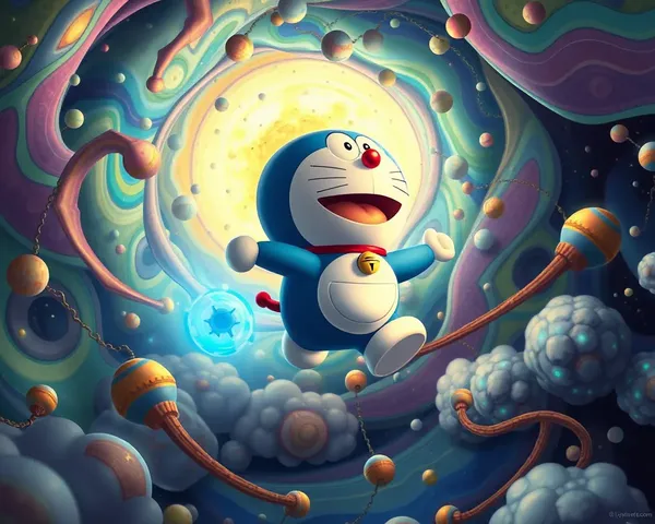 Doraemon Explores Fantastical Dream World with Blue Glow