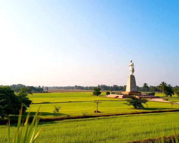 Dr. Radhakrishnan Statue in Indian Countryside with Lush Greenery