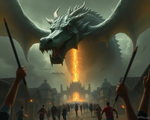 Dragon's Dominance Over Cityscape in Chaos