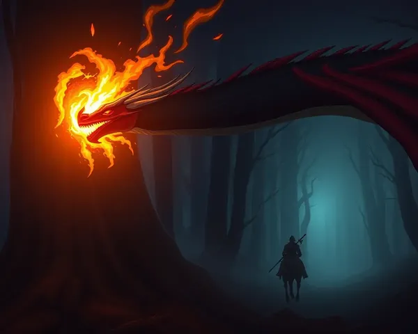 Dragon's Fiery Breath Illuminates Mysterious Forest