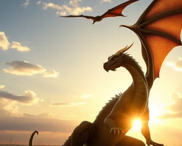Dragon's Wingspan Spans the Sunset Sky