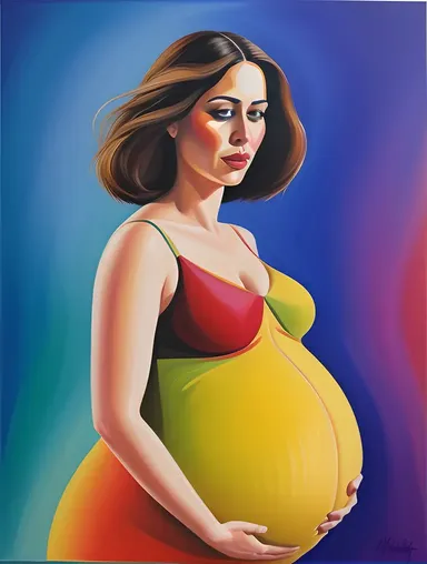 Dramatic Abstract Pregnant Woman with Vibrant Emotions