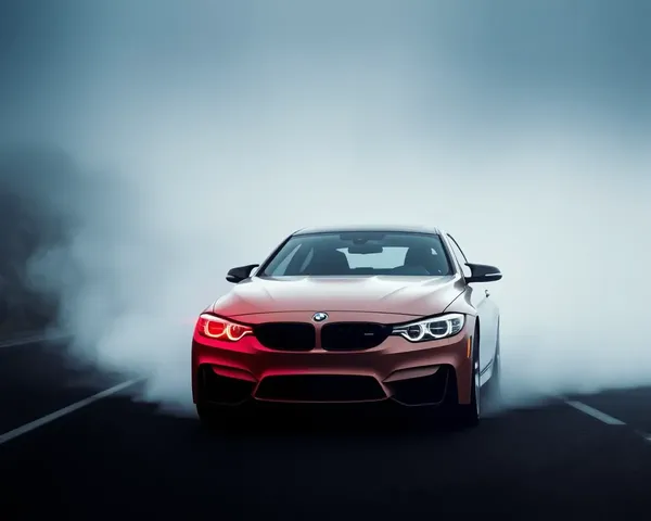 Dramatic BMW M4 Wallpaper: Foggy Road with Mysterious Atmosphere