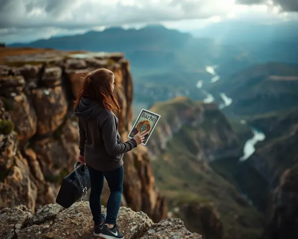 Dramatic Cliff Edge Scene with Barho Card and Breathtaking View