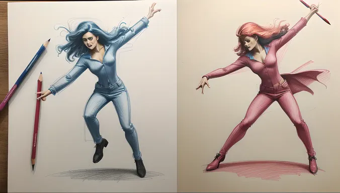 Dramatic Figure in Motion with Bold Strokes