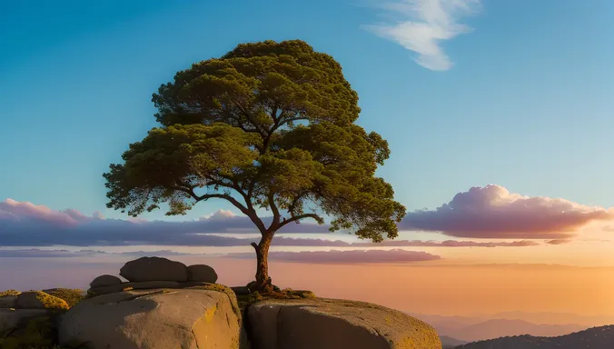 Dramatic Karadi Tree on Rocky Outcropping