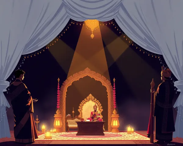 Dramatic Namkaran Ceremony High-Contrast Illustration