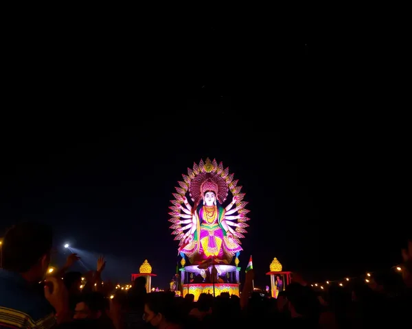 Dramatic Nighttime Mata Jagran Ceremony with Goddess Durga