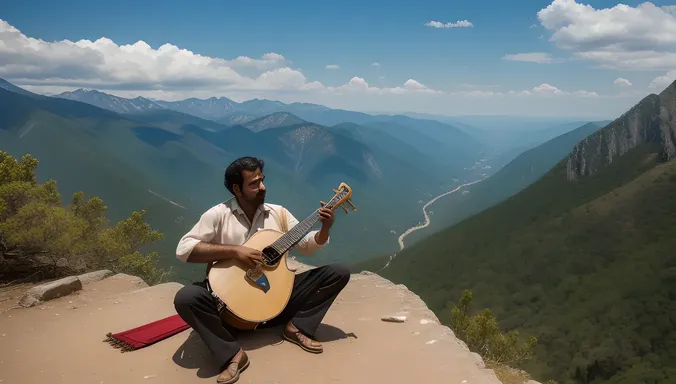 Dramatic Sarangi Performance on Mountain Top