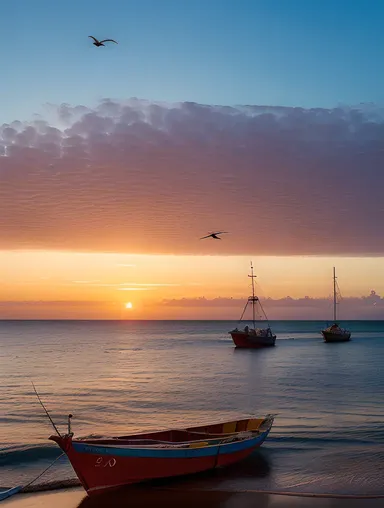 Dramatic Seascape with Fishing Boats and Copra