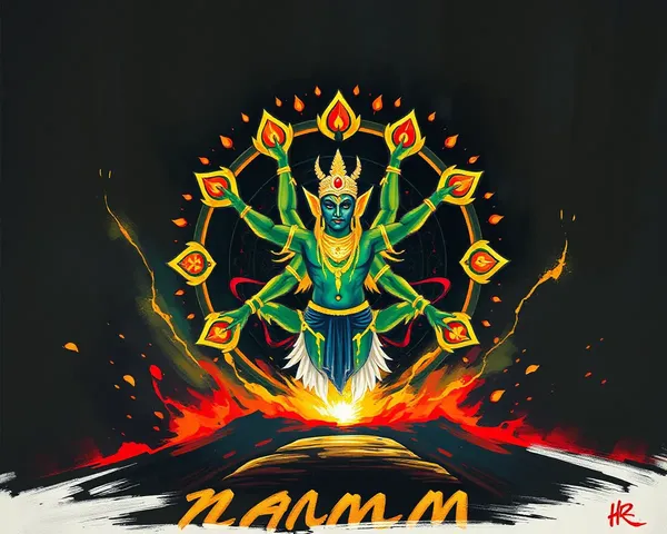 Dramatic Shanku Chakra Namam with Bold Brushstrokes and Colors.