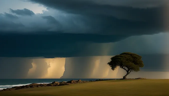 Dramatic Sharabi Tree on Windswept Cliff