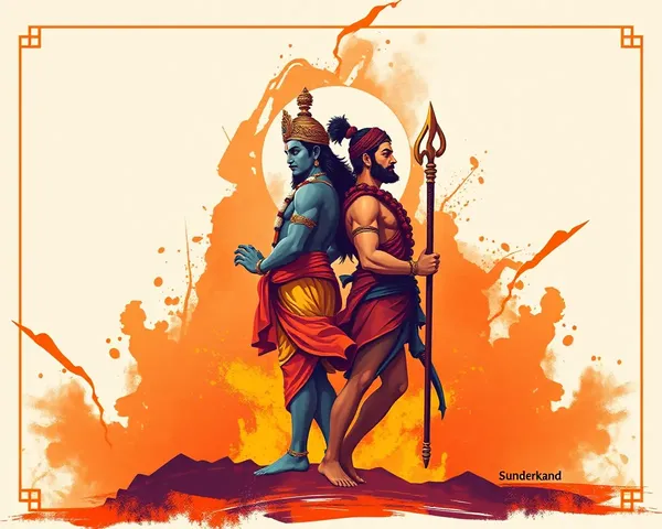 Dramatic Sunderkand Invitation Card with Lord Ram and Hanuman